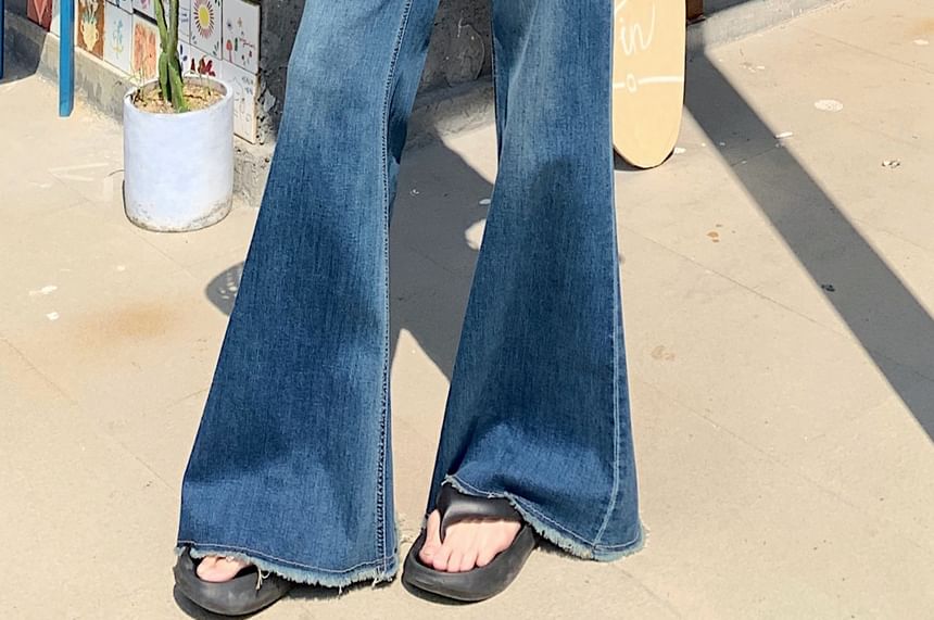 Jeans Washed Rise Flared High