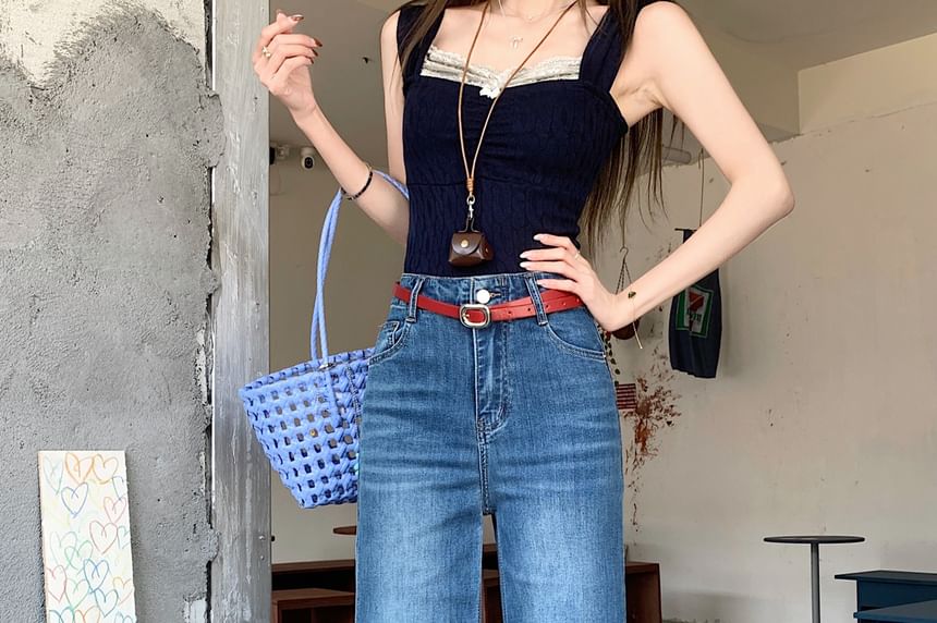 Jeans Washed Rise Flared High