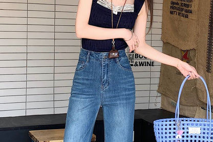 Jeans Washed Rise Flared High