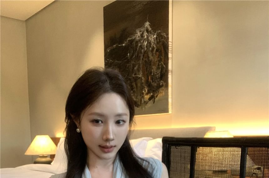 Top Pencil High Rise Skirt Mini Tie-Neck Lace / Plain Tank