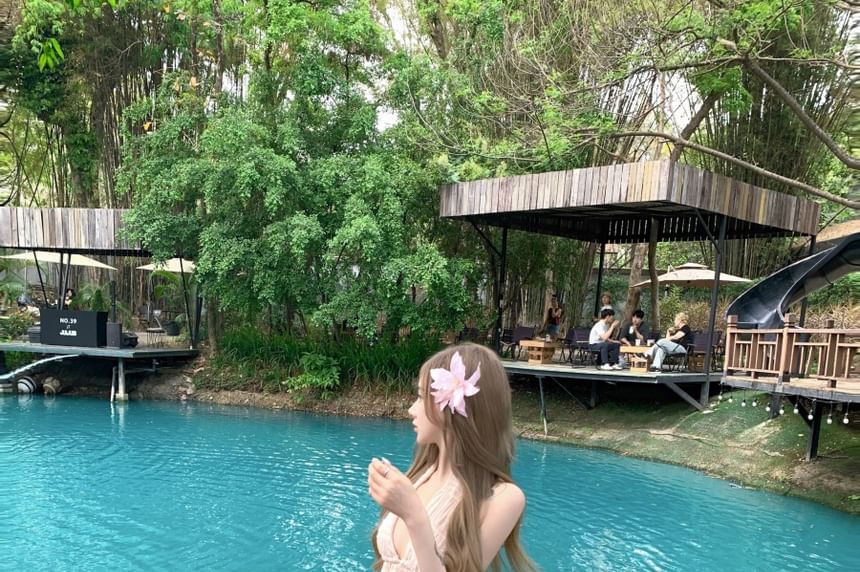 Set: V-Neck Plain Asymmetrical Cropped Halter Top + Low Rise Maxi A-Line Skirt