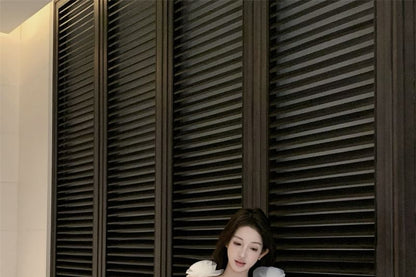 Flower Sundress Strap Detail Plain Spaghetti Mesh Mini