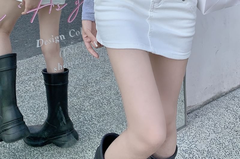 Rise Pencil Mini High Denim Skirt