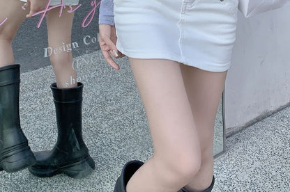 Rise Pencil Mini High Denim Skirt