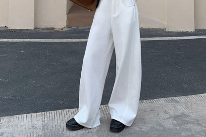 Low Waist Washed Wide Leg Jeans