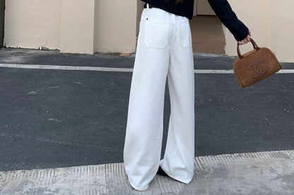 Low Waist Washed Wide Leg Jeans