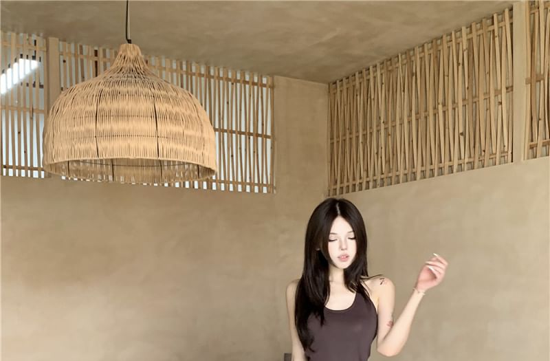 Scoop Neck Plain Tie Waist Halter Top / High Waist Maxi A-Line Skirt