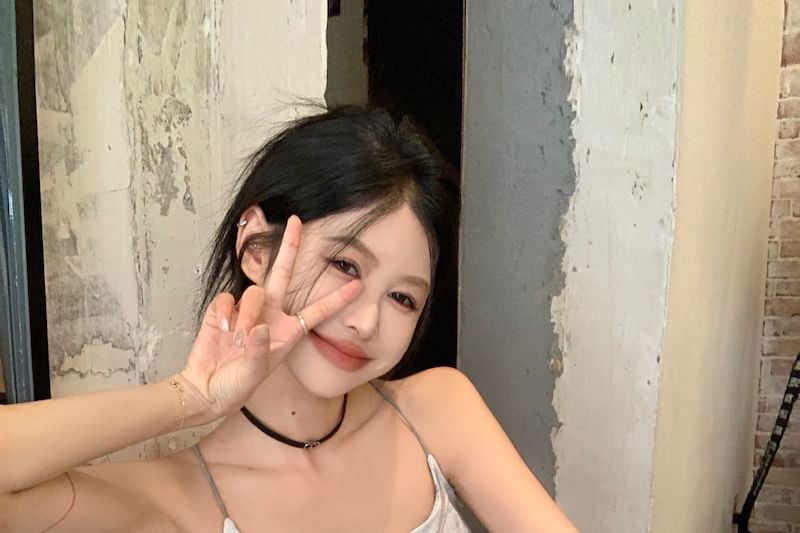 Scoop Neck Tie Dye Cropped Camisole Top / Drawstring Waist Wide Leg Pants