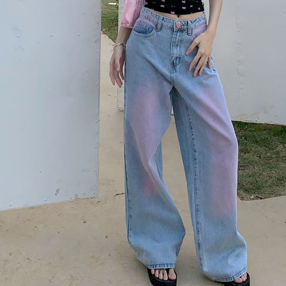 Low Rise Washed Wide Leg Jeans