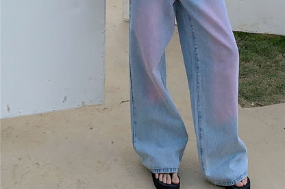 Low Rise Washed Wide Leg Jeans