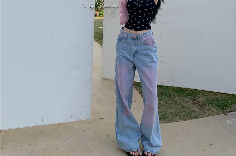 Low Rise Washed Wide Leg Jeans