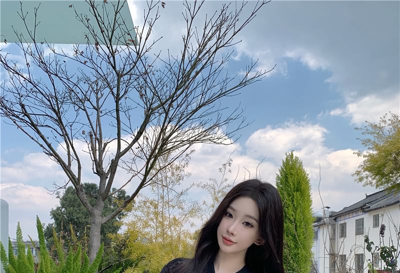 Sheer Embroidered Jacket Flower Zip