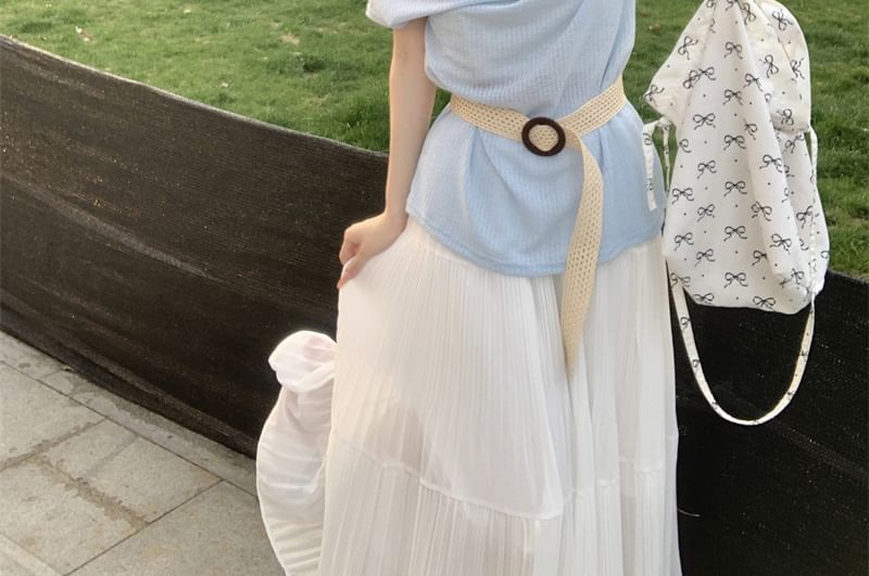 Short-Sleeve One-Shoulder Plain Tee