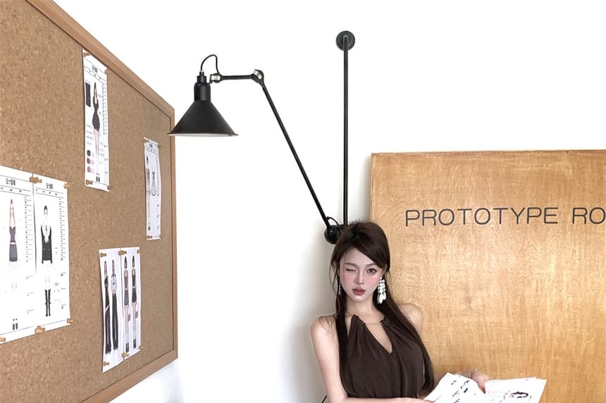 Halter Plain Asymmetrical Mini Bodycon Dress