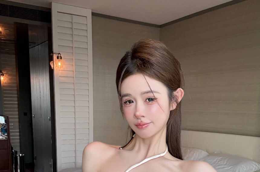 Plain Asymmetrical Halter Top