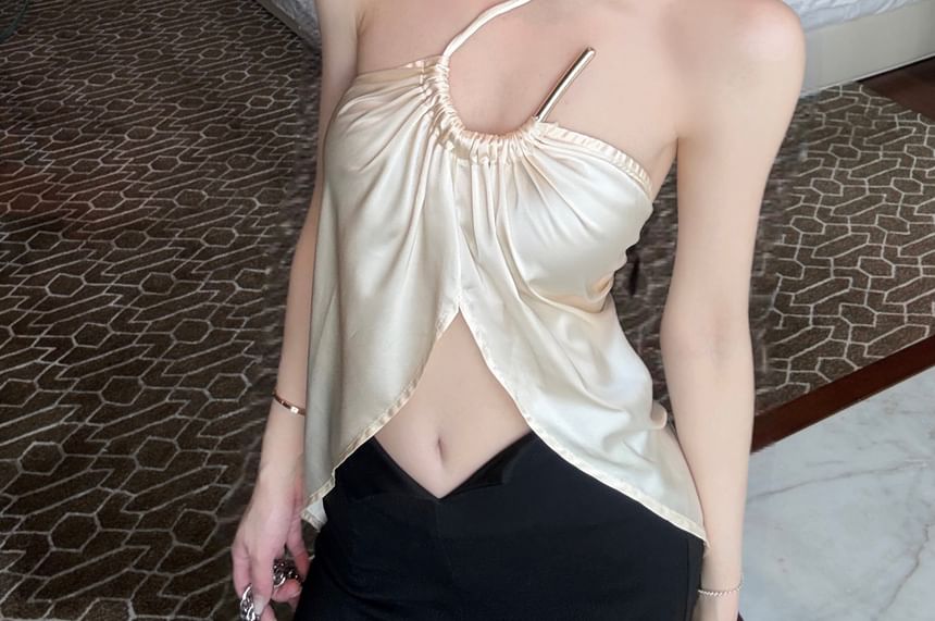 Plain Asymmetrical Halter Top