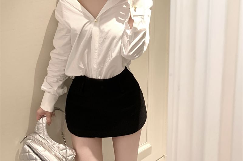 Long-Sleeve Plain Shirt