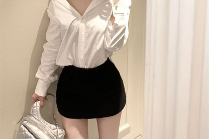Long-Sleeve Plain Shirt