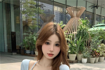 Short-Sleeve Square Neck Plain Lace Trim Tee