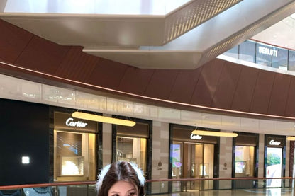 Puff-Sleeve Square-Neck Fishbone Lace Top / High Waist Balloon Shorts