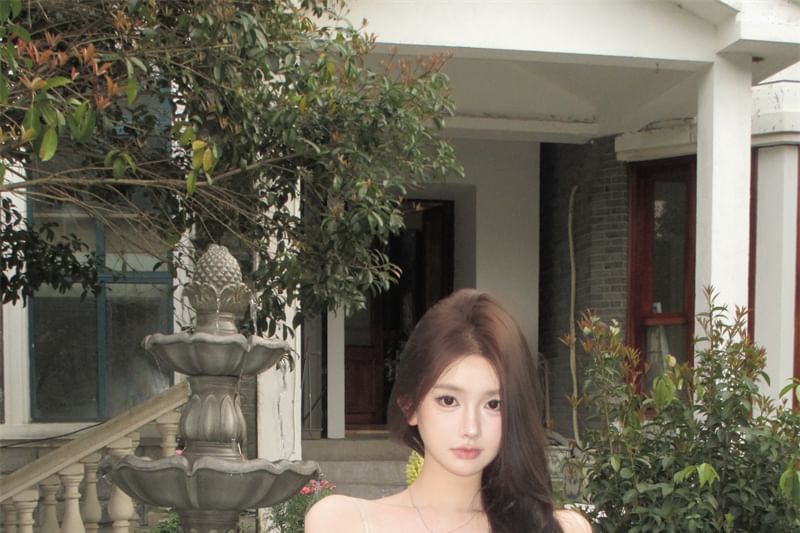 Floral Print Ruffled Bow Camisole Top