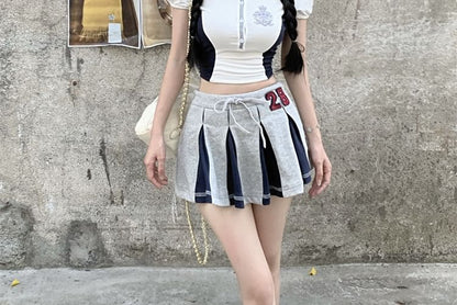 Short-Sleeve Logo Embroidered Crop Polo Shirt