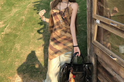 Printed Asymmetrical Ruffled Camisole Top