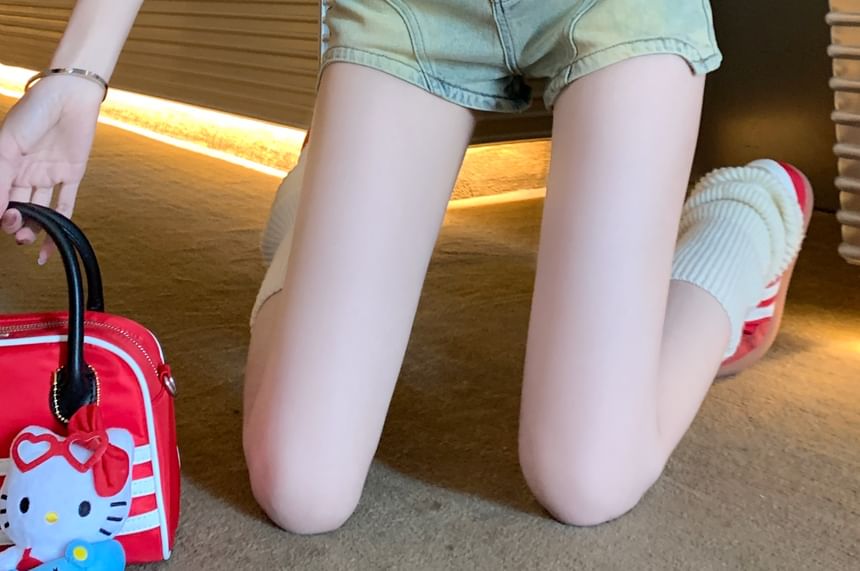 High Waist Washed Denim Shorts