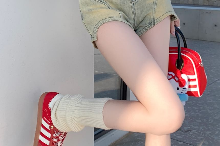 High Waist Washed Denim Shorts