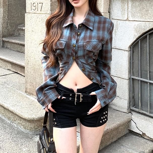 Plaid Button-Up Shirt