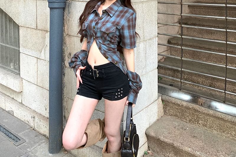 Plaid Button-Up Shirt