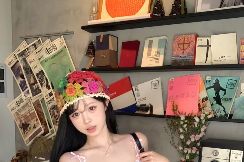 Spaghetti Strap Floral Print Panel Asymmetrical Mini Bodycon Dress