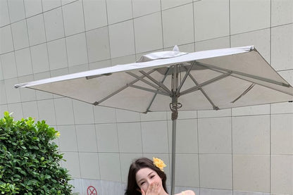 Plain Shirred Ruffled Crop Camisole Top / Mid Waist Wide Leg Pants