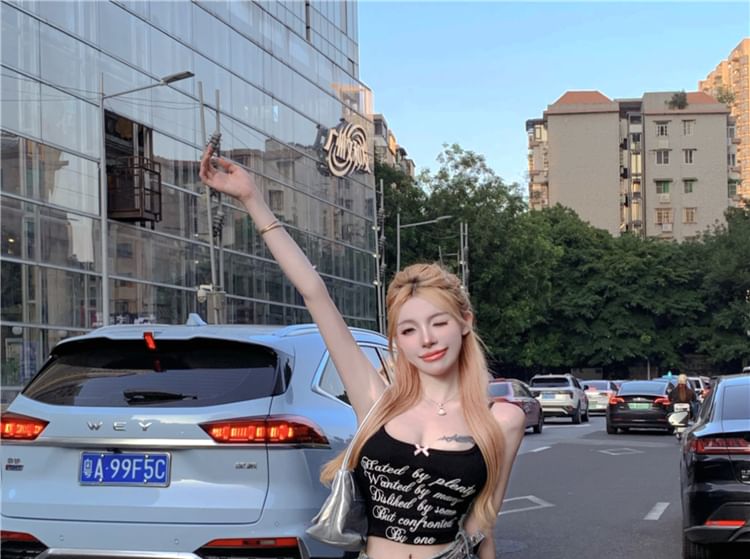 Mid Rise Washed Tassel Trim Mini A-Line Denim Skirt