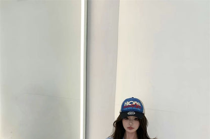 Long-Sleeve Round Neck Dotted Mesh Panel Crop Top