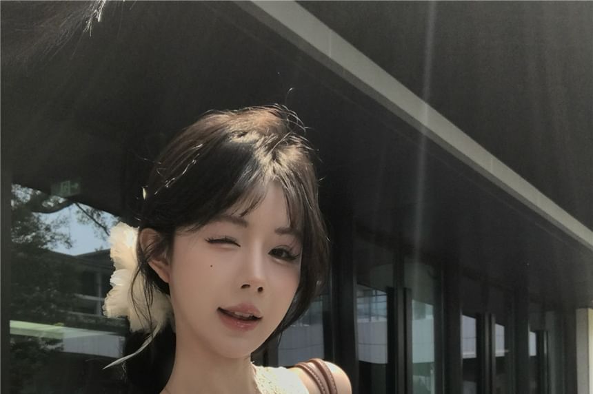 One-Shoulder Crop Lace Top