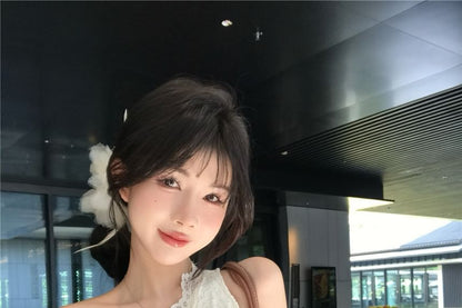 One-Shoulder Crop Lace Top