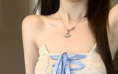 Gingham Lace-Up Tube Top