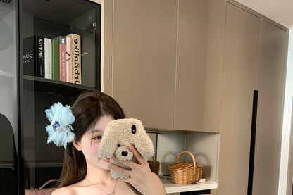 Gingham Lace-Up Tube Top