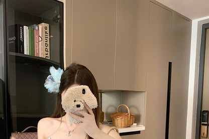 Gingham Lace-Up Tube Top