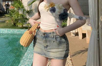 Off-Shoulder Floral Crop Top