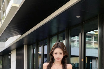 Spaghetti Strap Floral Print Shirred Mini A-Line Dress