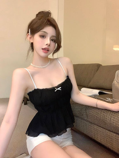 Lace Trim Bow Camisole Top