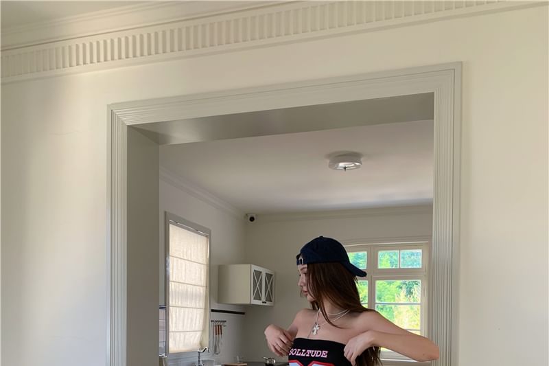 Leg / High Wide Waist Numbering Ruffled Pants Top Tube