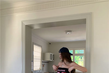 Leg / High Wide Waist Numbering Ruffled Pants Top Tube