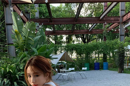 Plain Balloon Ruffled Back Keyhole Open Camisole Top