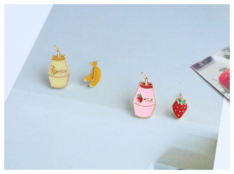 Asymmetrical Fruit Milk Stud Earring / Clip-On Earring