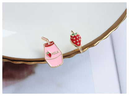 Asymmetrical Fruit Milk Stud Earring / Clip-On Earring