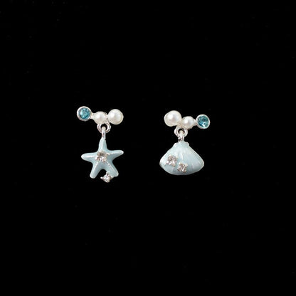 Asymmetrical Star Rhinestone Drop Earring / Clip-On Earring