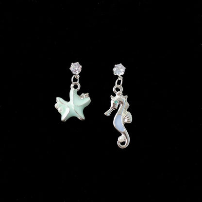 Asymmetrical Star Rhinestone Drop Earring / Clip-On Earring